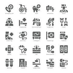 Hospital Care Icon pack for your website, mobile, presentation, and logo design. Hospital Care Icon solid design. Vector graphics illustration and editable stroke.