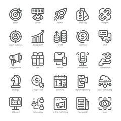 Marketing Icon pack for your website, mobile, presentation, and logo design. Marketing Icon outline design. Vector graphics illustration and editable stroke.