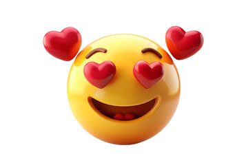Photo of emoji with hearts for eyes isolated on transparent background