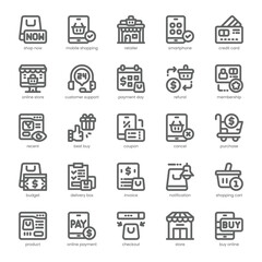 Shop Subscription Icon pack for your website, mobile, presentation, and logo design. Shop Subscription Icon outline design. Vector graphics illustration and editable stroke.