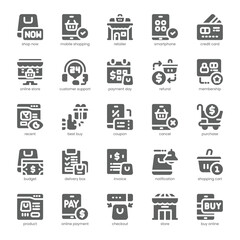 Shop Subscription Icon pack for your website, mobile, presentation, and logo design. Shop Subscription Icon solid design. Vector graphics illustration and editable stroke.