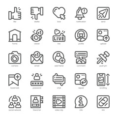 Social Media Icon pack for your website, mobile, presentation, and logo design. Social Media Icon outline design. Vector graphics illustration and editable stroke.