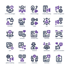 Social Media Manager Icon pack for your website, mobile, presentation, and logo design. Social Media Manager Icon dual tone design. Vector graphics illustration and editable stroke.