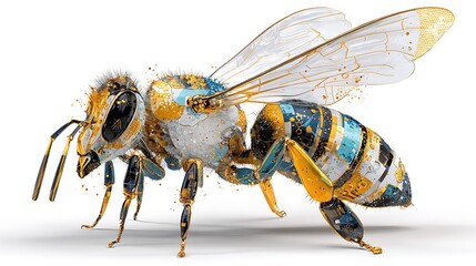 pop art style bee, white background