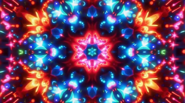 Kaleidoscope video with colorful patterns and vibrant visual effects