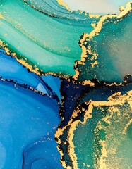 Abstract fluid art with vibrant colors and gold accents (1)