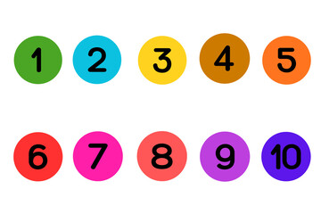 Set of numbers icon  1 to 10, numbers button set 