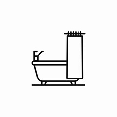 bathtub with curtain icon sign vector