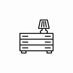 bedside table with lamp icon sign vector