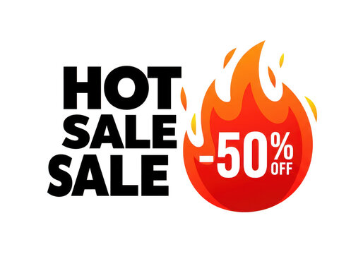 Hot sale with fifty percent off isolated on transparent background for a limited time