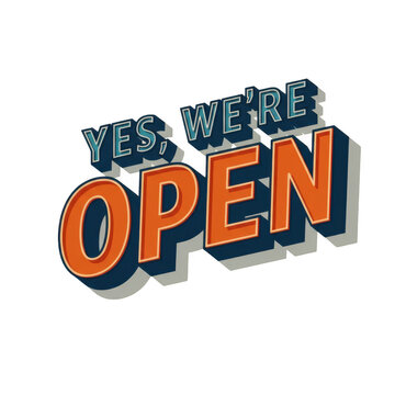 A retro style yes were open sign isolated on transparent background