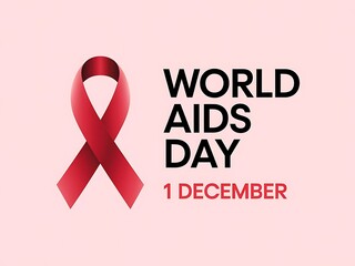 Red ribbon awareness design for world aids day 1 december symbolizing hiv prevention, healthcare support, charity campaign advocacy, solidarity for global health, education, medical awareness and icon