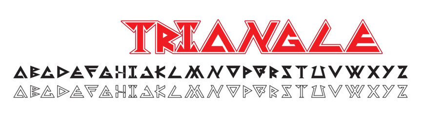 Illustration vector of English capital letters alphabets triangle styles from A to Z drawing in vector