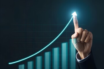 Pointing Towards Growth Visualizing Business Success and Financial Progress with an Ascending Graph