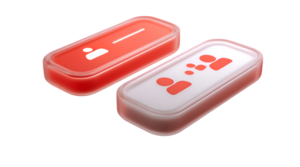 Two social media buttons, one for follow and one for followers isolated on transparent background