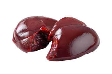 Raw beef liver isolated on transparent or white background, png
