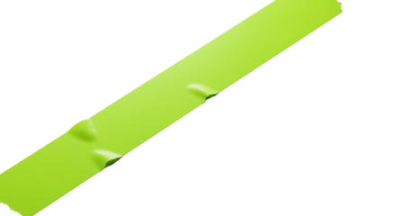 Bright neon green masking tape, ripped, textured, diagonally on a transparent to light grey gradient background, soft studio light. Concept of strategic focus and agile problem-solving