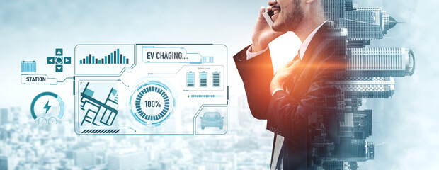 Charging interface for electric vehicles showing real-time battery level, charging status, power...