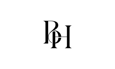 BH initial letters, monogram logo