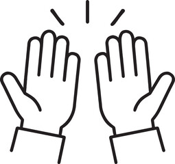 Black and White Icon of Two Hands Giving a High Five success celebration