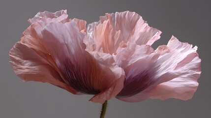Delicate peony poppy with ruffled petals in soft pink and lavender hues