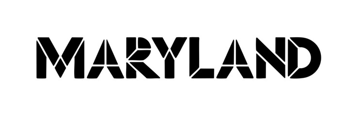 Modern Maryland Text Logo in Bold Black Letters, Isolated on Transparent Background, Minimalist Graphic Design for Print and Digital Use