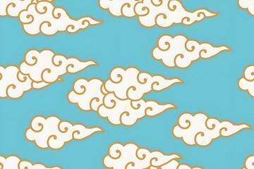 Fototapeta premium A sky blue background with white clouds.