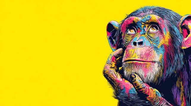 pop art style monkey white background