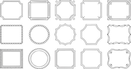 Collection of fifteen decorative ornamental frames and borders in various styles vintage