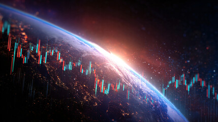 Obraz premium Global economic and investment trends are shown through stock market statistics graphs. Ai generate.