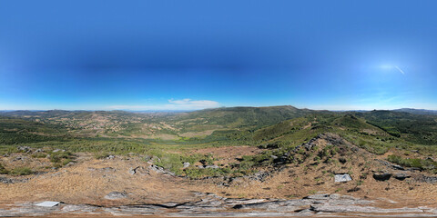 A 360 degree panoramic aerial view of a vast mountain landscape An Immersive Experience