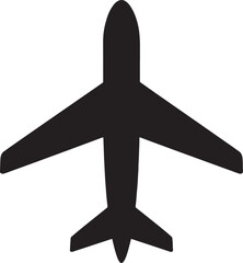 Simple Black Silhouette of an Airplane Flying on a White Background aircraft aviation