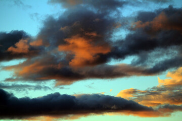 A dramatic sunset painting the sky