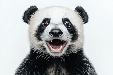 Fototapeta premium Goofy panda with funny bewildered grin