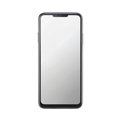 A smartphone with a blank white screen is centered on a black background in a vertical orientation created with generated ai