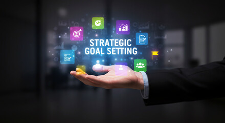 Fototapeta premium Strategic Goal Setting Concept, Business Planning, Digital Objectives Management, Corporate Success Strategy, Future Growth Planning