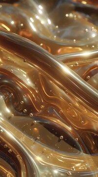 Cinematic Macro of Glowing Golden Liquid with Shimmering Texture