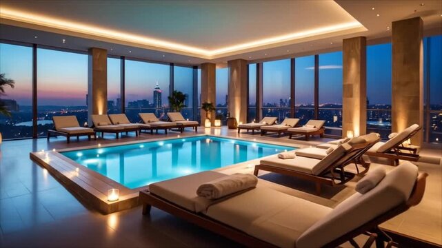 Luxury rooftop pool panoramic view