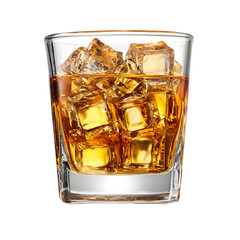 Whiskey with Ice Cubes on a Black Background, creating a Sophisticated Vibe