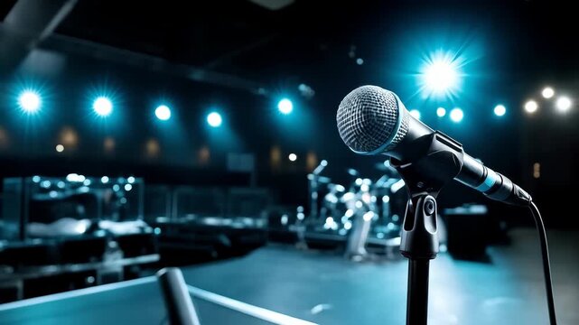 concert microphone on the stage with copy space