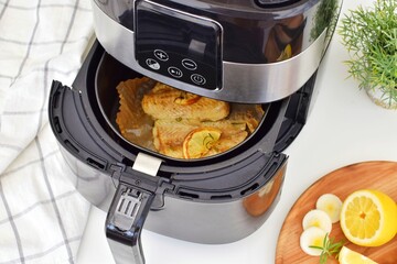 Cooking fish in air fryer.