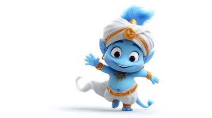 Naklejka premium 3d cute genie cartoon character