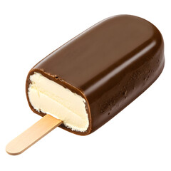 Obraz premium Chocolate covered vanilla ice cream bar isolated on transparent background
