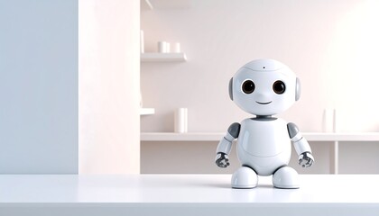 Cute robot in a modern room