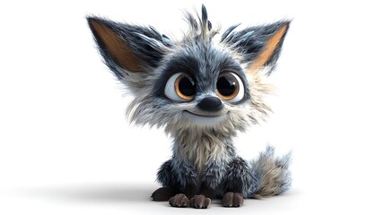 Fototapeta premium 3d cute wolf cartoon character