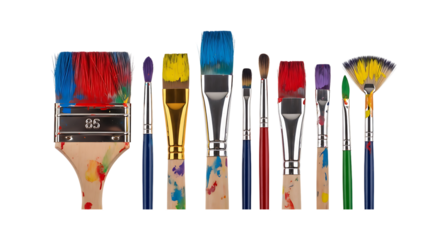 Vibrant array of colorful paintbrushes ready for artistic expression and creative projects, inspiring imagination and innovation in art studios.