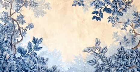 Fototapeta premium Elegant blue foliage on a textured background.