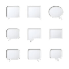 Collection of White Speech Bubbles with Black Background for Creative Designs