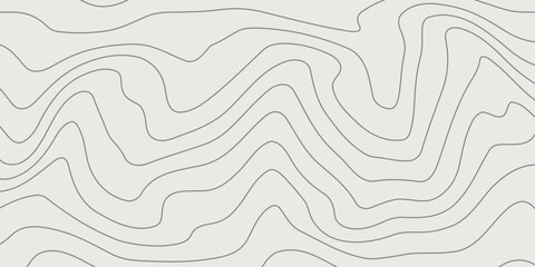 The stylized height of the topographic map contour in lines and contours. Black on gray. The concept of a conditional geography scheme and the terrain path. Wide Size. Vector illustration.