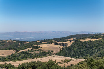 State Route 35 (SR 35), Skyline Boulevard. San Mateo County, California. Santa Cruz Mountains.  Santa Clara Valley.  San Andreas Fault